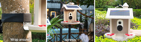 Vogelhäuschen mit Kamera und KI-Vogelerkennung für den Garten – Mit integrierter Solarzelle