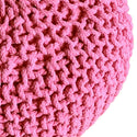 Pouf with diameter 55 cm (pink) - Knit stool/floor cushion - Coarse knit look extra high height 37 cm