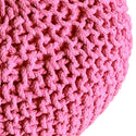 Pouf mit Durchmesser 55 cm (rosa) - Strickhocker/Bodenkissen - Grobstrickoptik extra hoch Höhe 37 cm