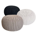 Pouf 3er-Set - Durchmesser 55 cm, gestrickter Hocker/Bodenkissen - Grobstrick-Optik