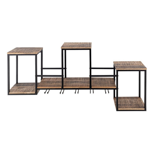 Wooden bottle shelf/wine rack - Home bar Rio Grande - Made of mango wood with metal frame