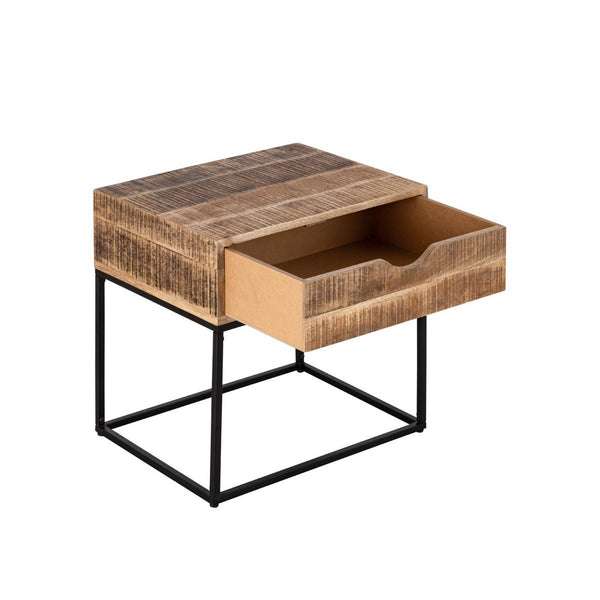 Nachttisch Nachttisch aus Holz – Nachtkonsole der Marke Maya – Beistelltisch mit Metallgestell