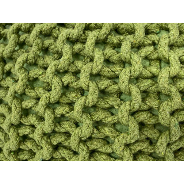 Pouf with diameter 55 cm (grass green) - Knit stool/floor cushion - Coarse knit look extra high height 37 cm