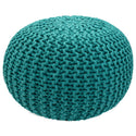 Pouf with diameter 55 cm (Green) - Knit stool/floor cushion - Coarse knit look extra high height 37 cm