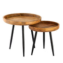 Runder Beistelltisch aus Holz mit einem Durchmesser von 40 oder 50 cm. Couchtisch Wohnzimmertisch Vancouver Metallfüße mattschwarz