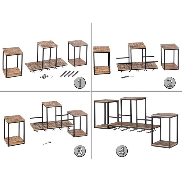 Wooden bottle shelf/wine rack - Home bar Rio Grande - Made of mango wood with metal frame