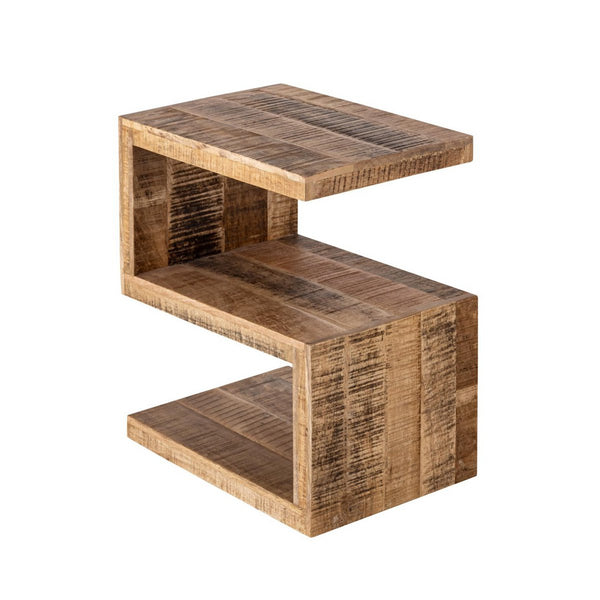 Beistelltisch aus Holz – S-Form – Couchtisch Sissi – Blumensäule – Mangoholz