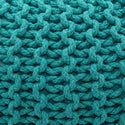 Pouf with diameter 55 cm (Green) - Knit stool/floor cushion - Coarse knit look extra high height 37 cm