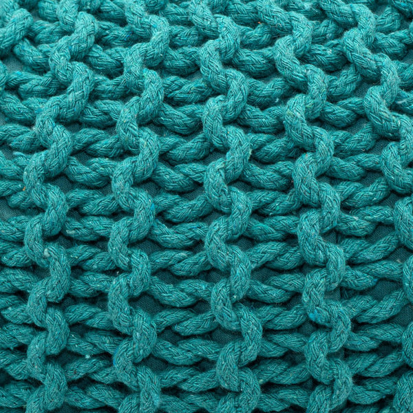 Pouf with diameter 55 cm (Green) - Knit stool/floor cushion - Coarse knit look extra high height 37 cm