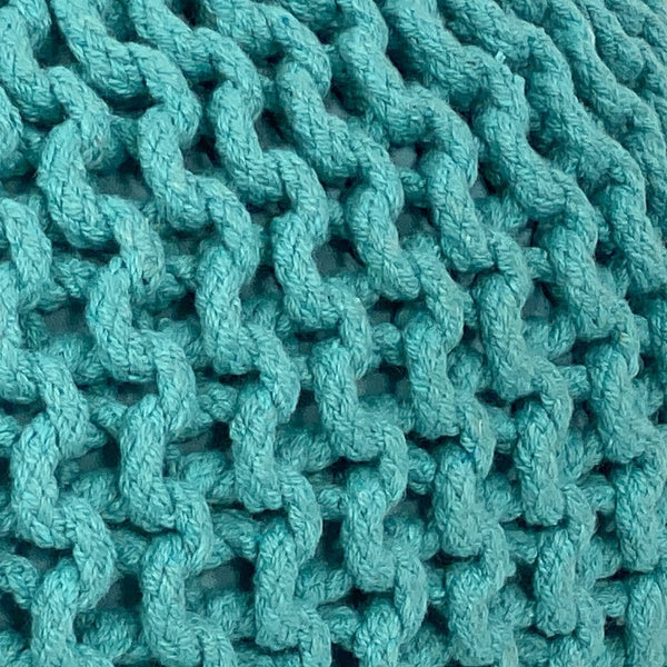 Pouf diameter 55 cm knit stool (mint green) - Pouf/floor cushion - Coarse knit look extra high height 37 cm
