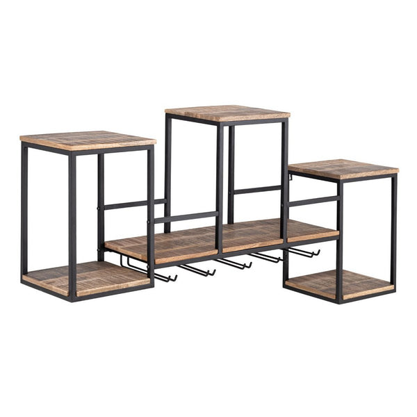 Wooden bottle shelf/wine rack - Home bar Rio Grande - Made of mango wood with metal frame