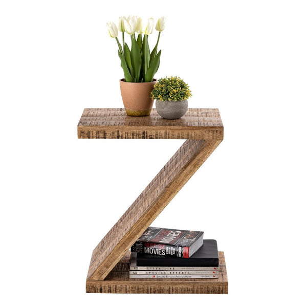 Beistelltisch aus Holz in Z-Form – Zoro-Couchtisch – Blumentisch – Mangoholz