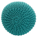 Pouf with diameter 55 cm (Green) - Knit stool/floor cushion - Coarse knit look extra high height 37 cm