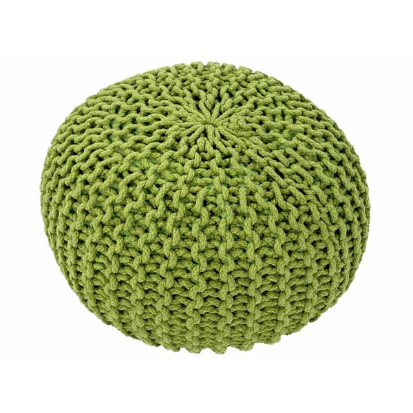 Pouf with diameter 55 cm (grass green) - Knit stool/floor cushion - Coarse knit look extra high height 37 cm